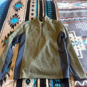 Spyder Olive and Navy Zip-Up Sweater